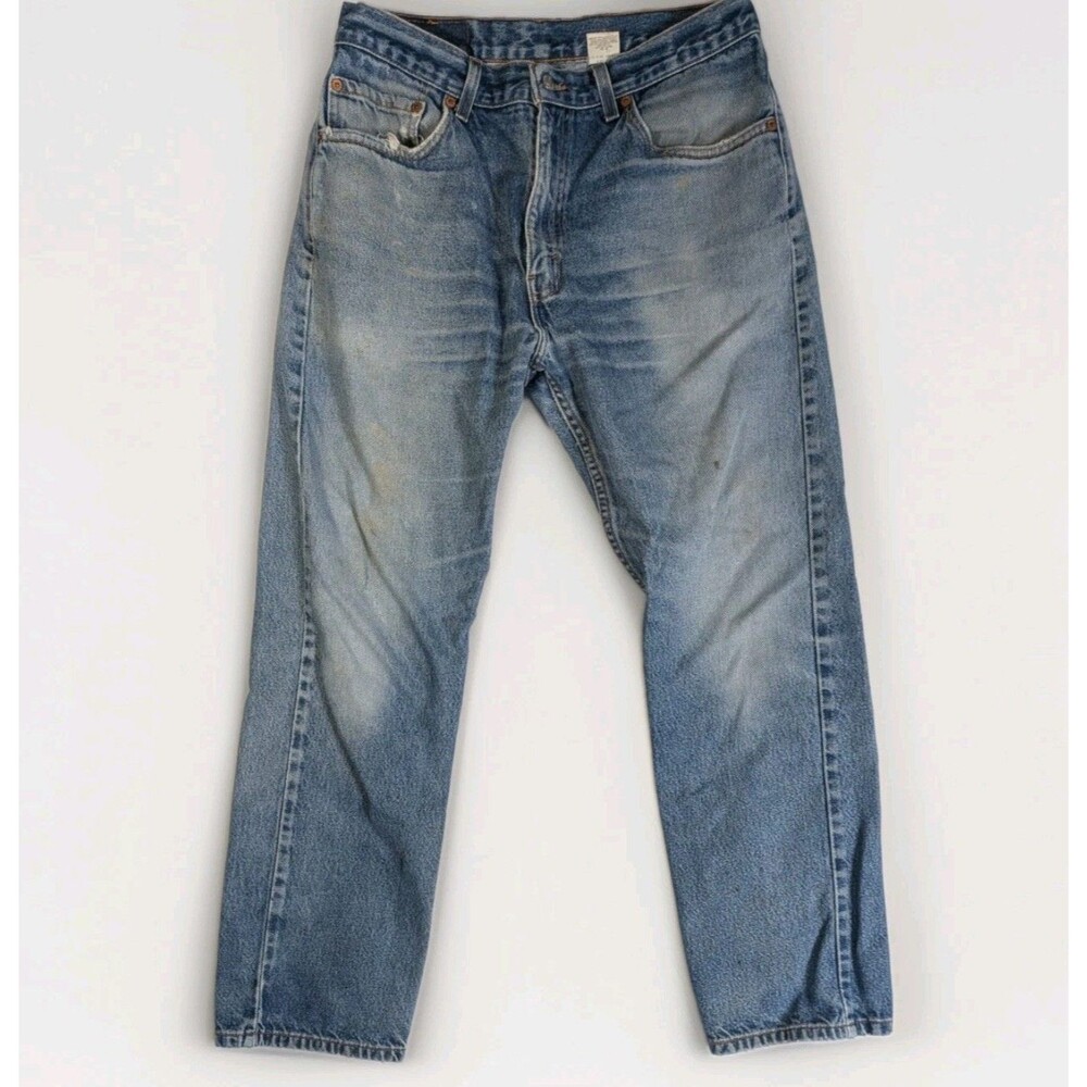 Levi's 505 Men's Jeans 34x30 Light Wash Blue Regular Fit Straight Leg Denim